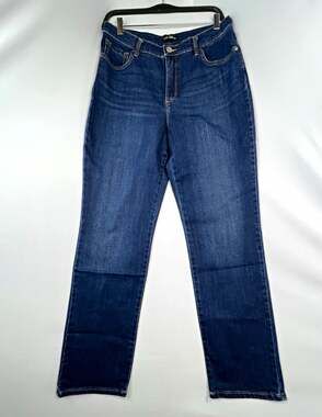 Lee Classic Fit Straight Leg Jeans Womens 10 32" Waist Dark Wash Blue Stretch
